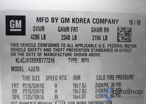 2019 Buick Encore Fwd Preferred from USA, damaged, VIN KL4CJASB8KB777316